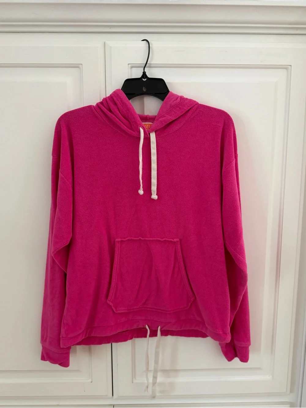 J.Crew Weekend Pink Towel Terry Pullover Hoodie, Size Large
